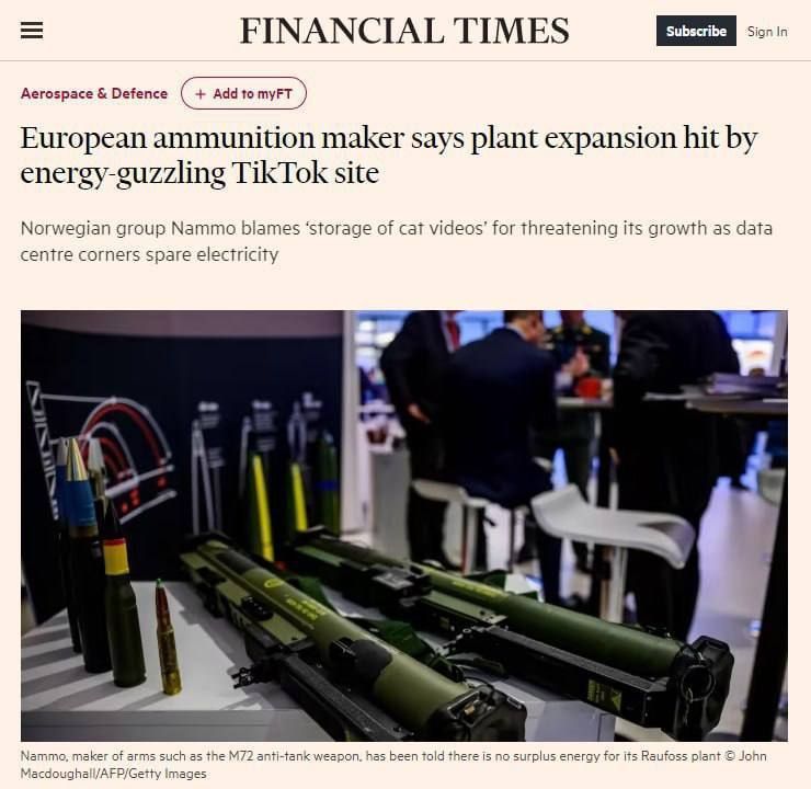���������� ��������� ����� Nammo �����������, ��� "��������� ����� � ������" ������ ����������� ������ ��� �������, �������� Financial Times