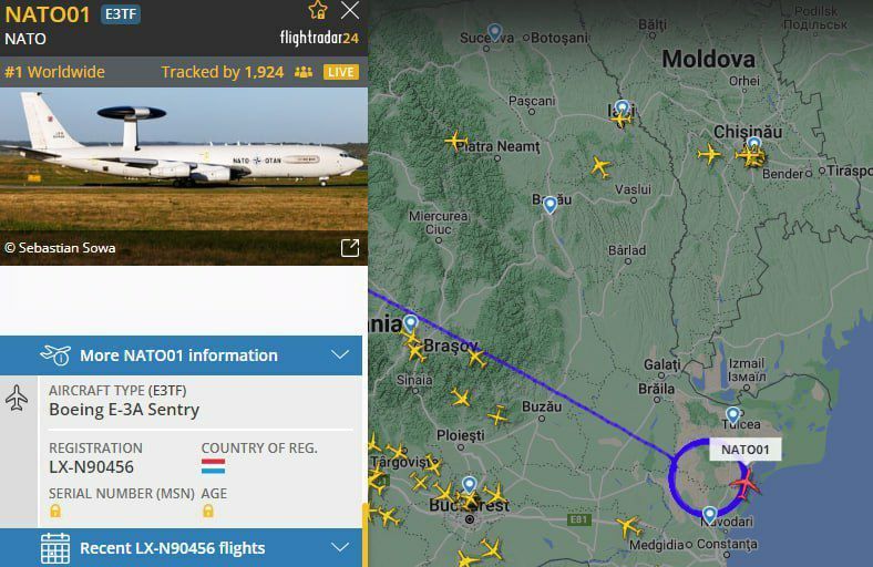 ���������� �� ������ ������� ������������ ������ �������� ����������������� ����������� � ���������� ���� Boeing E-3A Sentry