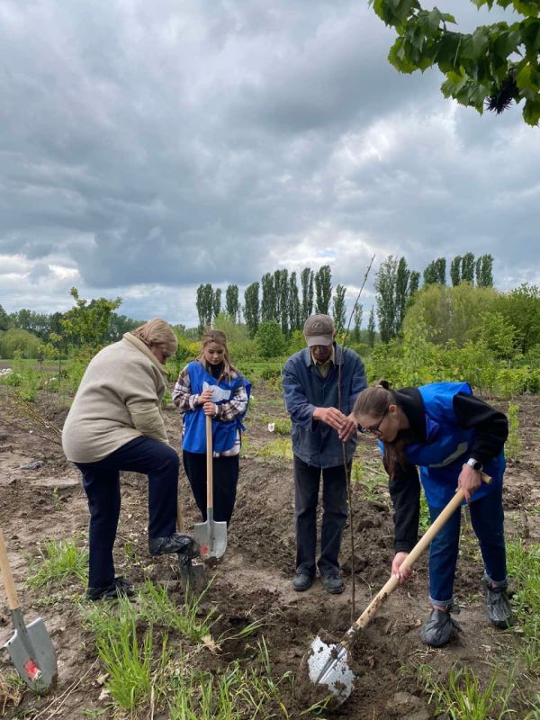 В ботаническом саду ПГУ суворовцы, волонтёры и активисты партии «Обновление» посадили саженцы вишни, сливы, яблони, груши и абрикоса
