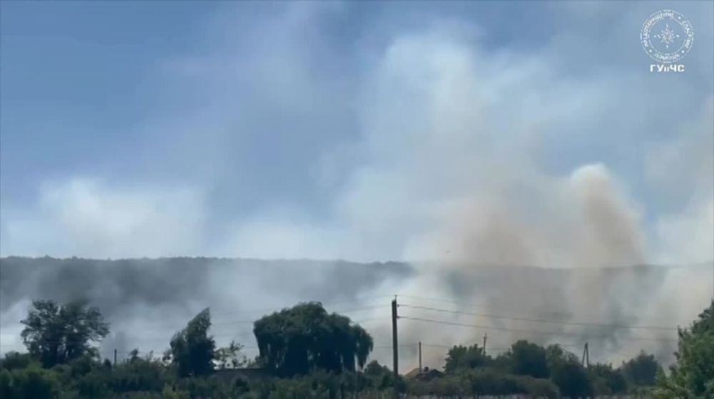 Так горела сухая трава в селе Карманово (Григориопольский район)