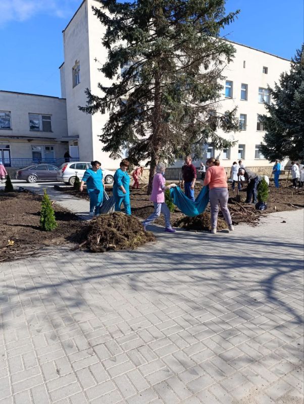 На территории Каменской ЦРБ прошёл масштабный субботник