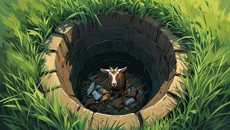 Мама-коза позвала на помощь, когда ее козлёнок упал в колодец