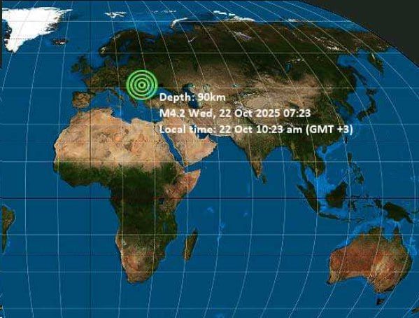 Полчаса назад в румынской зоне Вранча произошло землетрясение магнитудой 4,2