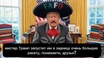 «Отличные начос, друзья! Я ваш президент, мистер Дональд Дж. Трамп. Я люблю Мексику, но ваши бандиты из картеля очень тупые, понимаете? Они продолжают поставлять кокаин в Соединенные Штаты, и это нехорошо. В любом случае...