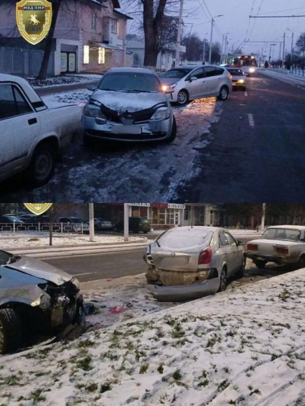 Бендерчанин на «Тойоте» собрал гармошку из четырёх машин, когда уснул за рулём