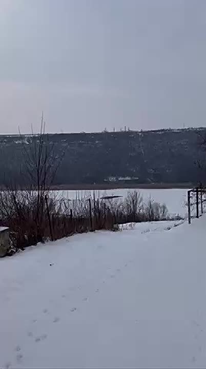 На Днестре в Выхватинцах осталась небольшая полынья, возле которой собрались утки, всё вокруг замёрзло