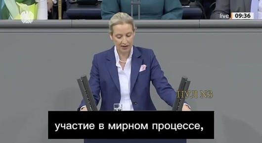 Лидер «Альтернативы для Германии» Алис Вайдель - призвала ускорить завершение конфликта на Украине и восстановить работу "Северных потоков":