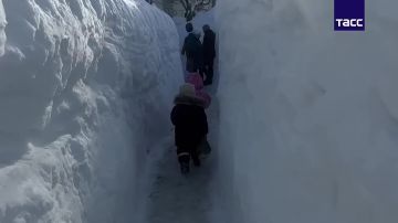 Жители Камчатки добираются до соцобъектов по снежным тоннелям после череды мощных циклонов, сообщает ТАСС