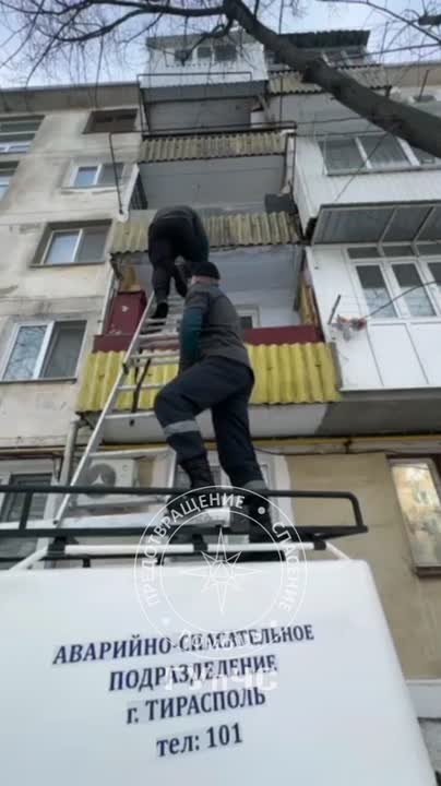 Так столичные спасатели поднимались в окно по выдвижной лестнице