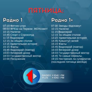 ПЯТНИЦА — СЕГОДНЯ В ЭФИРЕ! На Радио 1 и Радио 1+ Не пропустите!