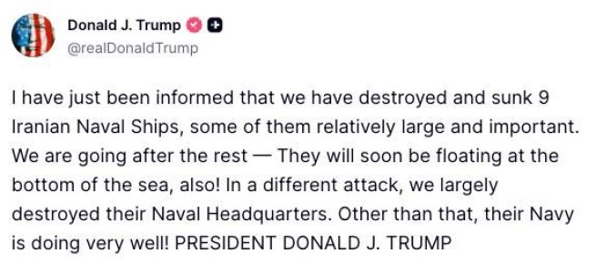 США уничтожили и потопили 9 иранских военных кораблей