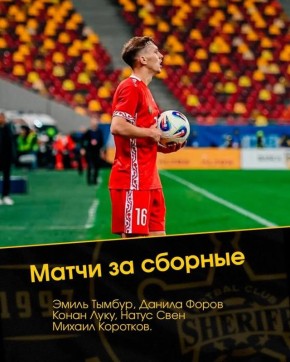 Игроки «Шерифа» Данила Форов и Эмиль Тымбур были вызваны в национальную сборную Молдавии по футболу