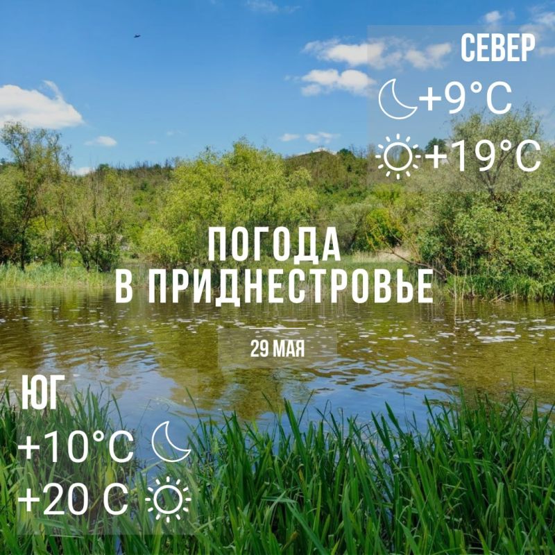 Днём – до +20°С. Местами дожди, возможна гроза