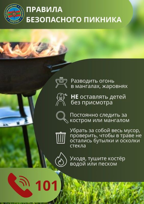 ГУпЧС напоминает: если вы решили устроить на природе пикник, соблюдайте элементарные меры безопасности