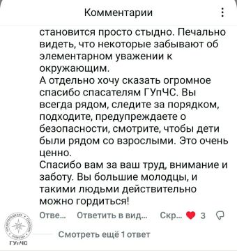 Подписчики Инстраграм-канала ГУпЧС Приднестровье в комментариях благодарят спасателей за высокий профессионализм и обеспечение безопасности отдыхающих на пляже в столице