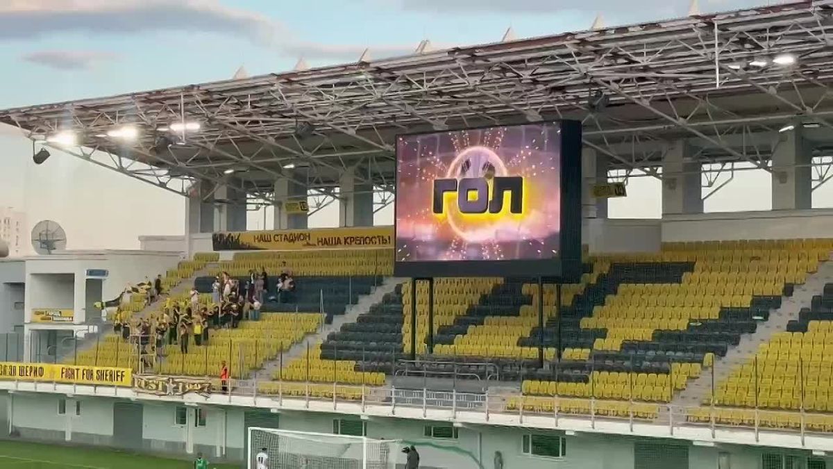 Асприлья забивает гол. «Шериф» ведёт 1:0