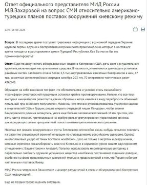 МИД России запросил у США и Турции разъяснения в связи с планами поставок оружия Киеву