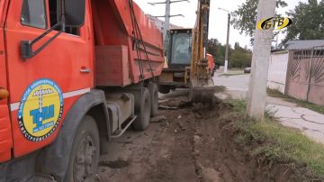 В Бендерах ремонтируют дорогу у круга возле пивзавода