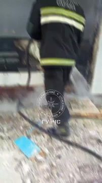 Кадры с пожара: тушили крыльцо заброшенной школы в Суклее