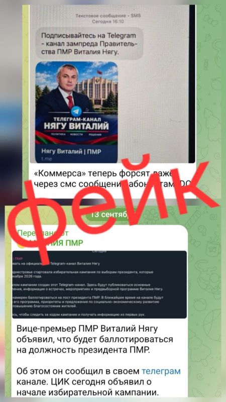 В связи с распространением в сети Интернет публикации о якобы создании «официального Telegram-канала Виталия Нягу» заявляем: данная информация не соответствует действительности