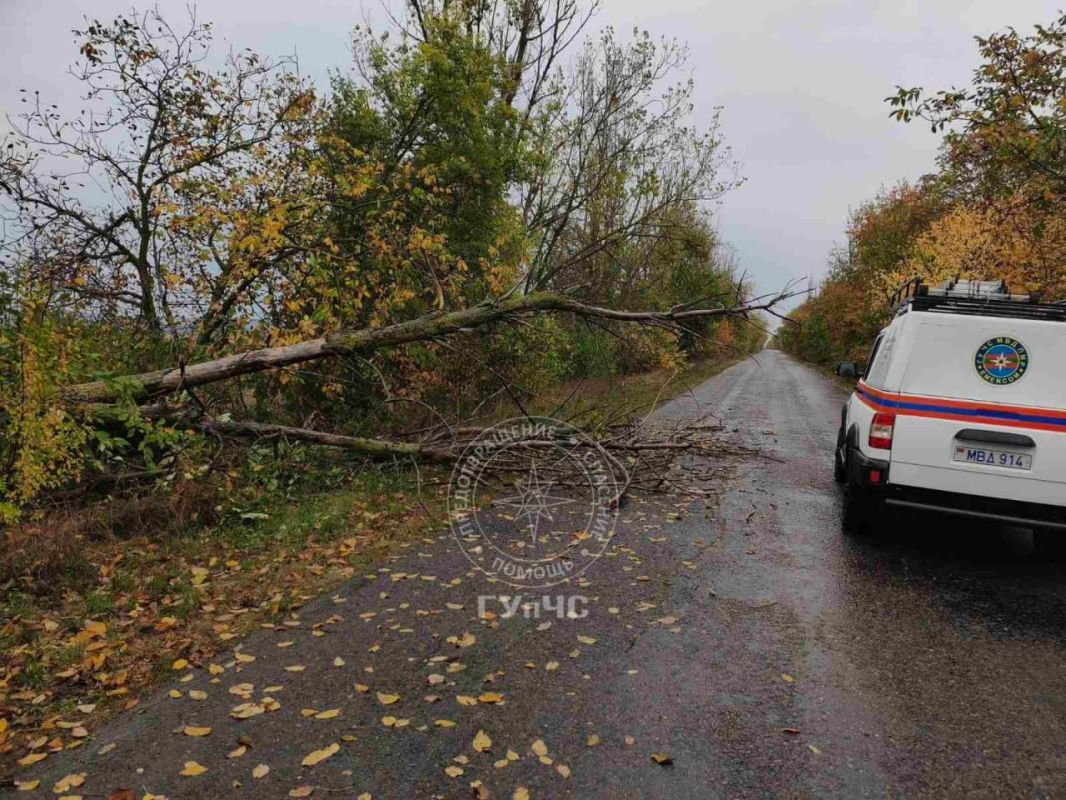 На фото — рыбницкие спасатели работают на въезде в село Мокра